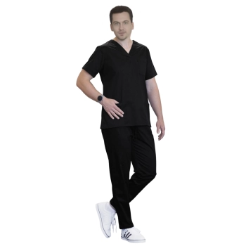 Komplet medyczny elastyczny męski czarny roz. 3XL – komplet medyczny – strój medyczny